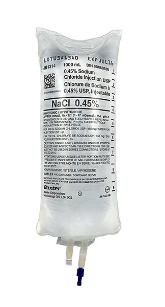 Chlorure de sodium à 0,45 % injectable