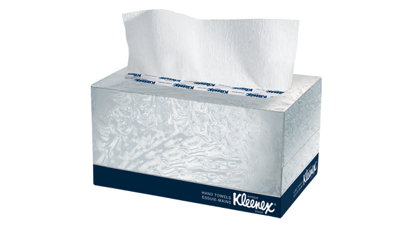 Essuie-mains Kleenex dans une boîte distributrice, Établissements  d'enseignement